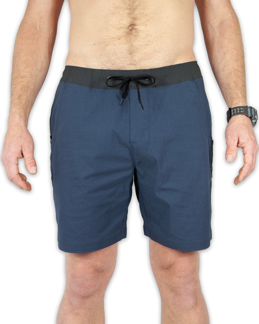Grey blue Thunderbird shorts by Off The Grid Surplus, featuring casual fit and durable fabric for outdoor adventure wear.