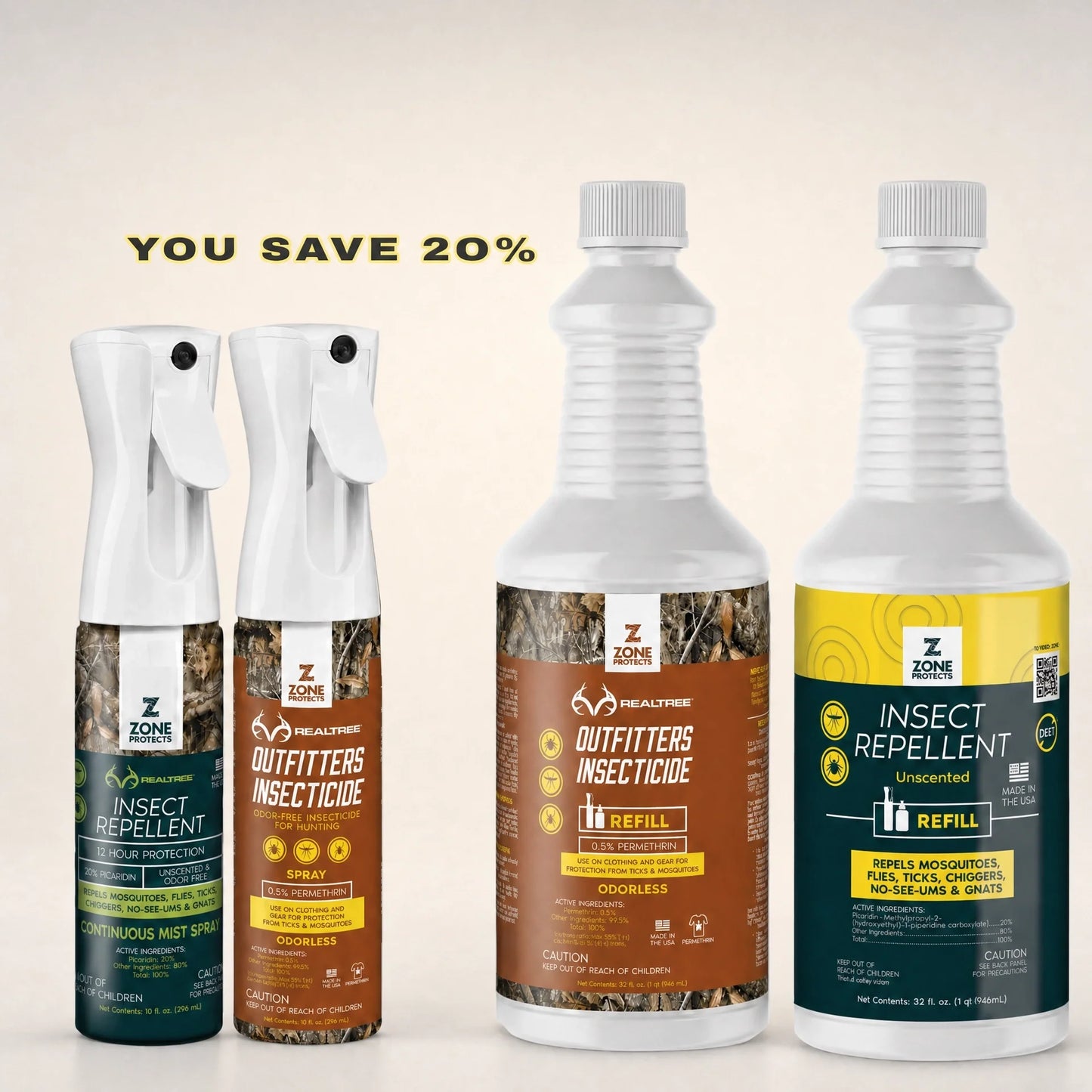 Zone Protects Total Tick Prevention insect repellent refill bottle, insecticide and repellent for outdoor pest control, 32 oz.