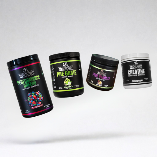 Blacklabel Supplements FAVORITES STACK featuring various supplement bottles arranged in a neat display.