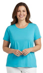 Women's Relaxed Fit Short-Sleeve Crew neck knit Tee Shirt