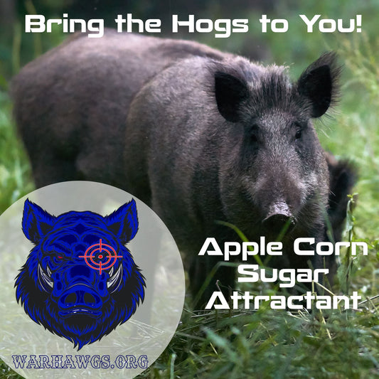 Realtree Fatal Attraction Warhawg wild hog attractant in 8oz bottle, featuring apple corn scent, by Zone Protects.