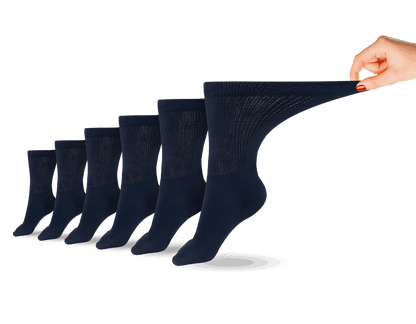 Pair of DSC women's cotton crew socks in blue, shown in a 6-pack, designed for comfort.