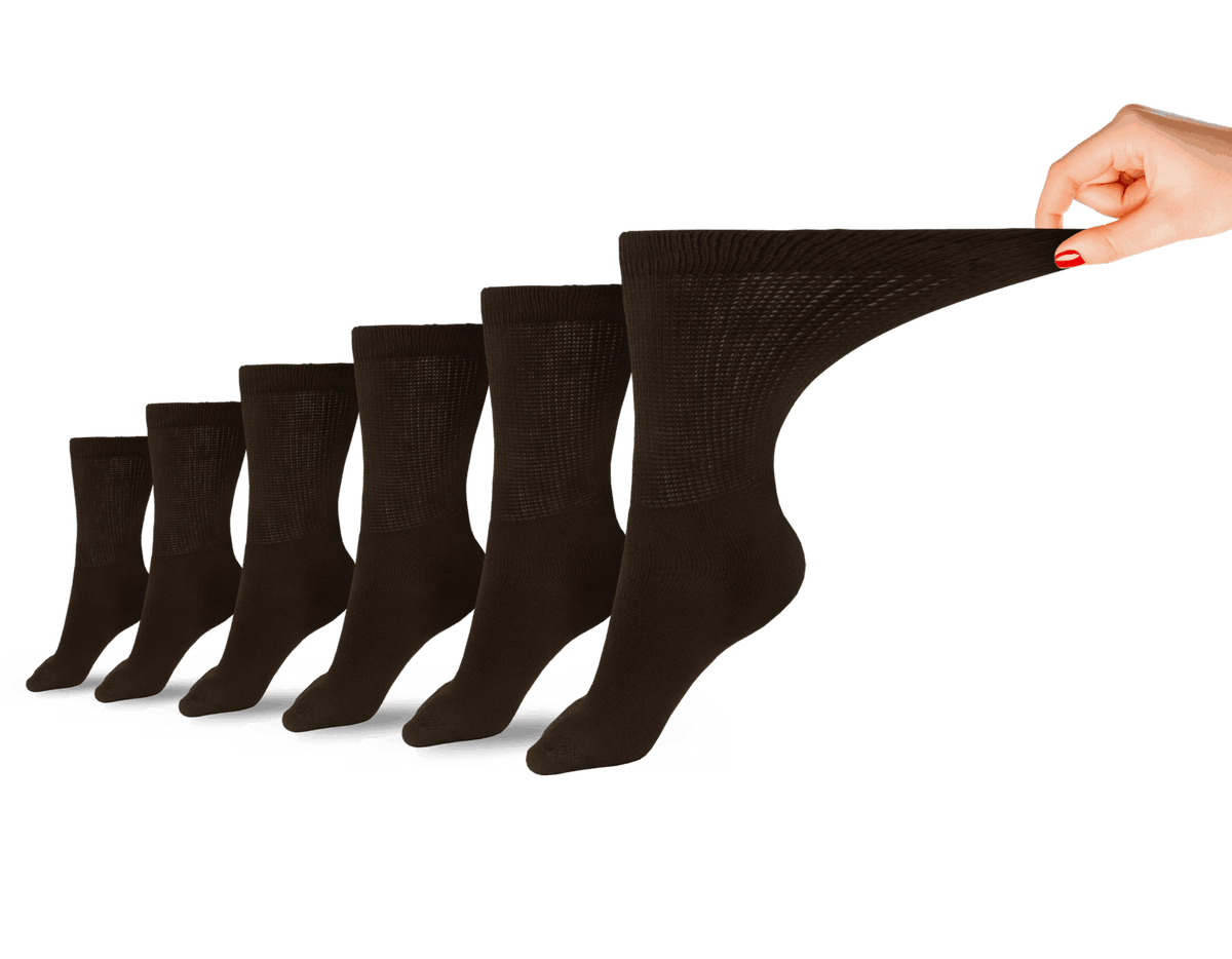 Set of six DSC women's cotton crew socks in brown.