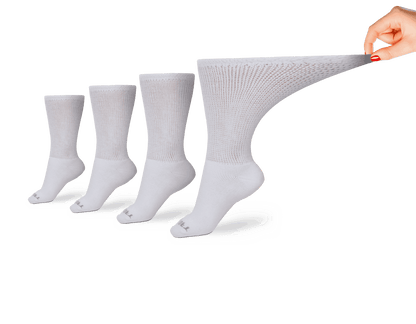 Pair of women's ultra-soft upper calf socks by DSC in white.