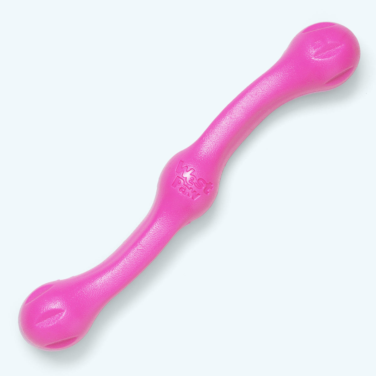 West Paw Zwig toy, a durable chew and fetch toy for dogs, shown in vibrant colors with textured surface for added fun.