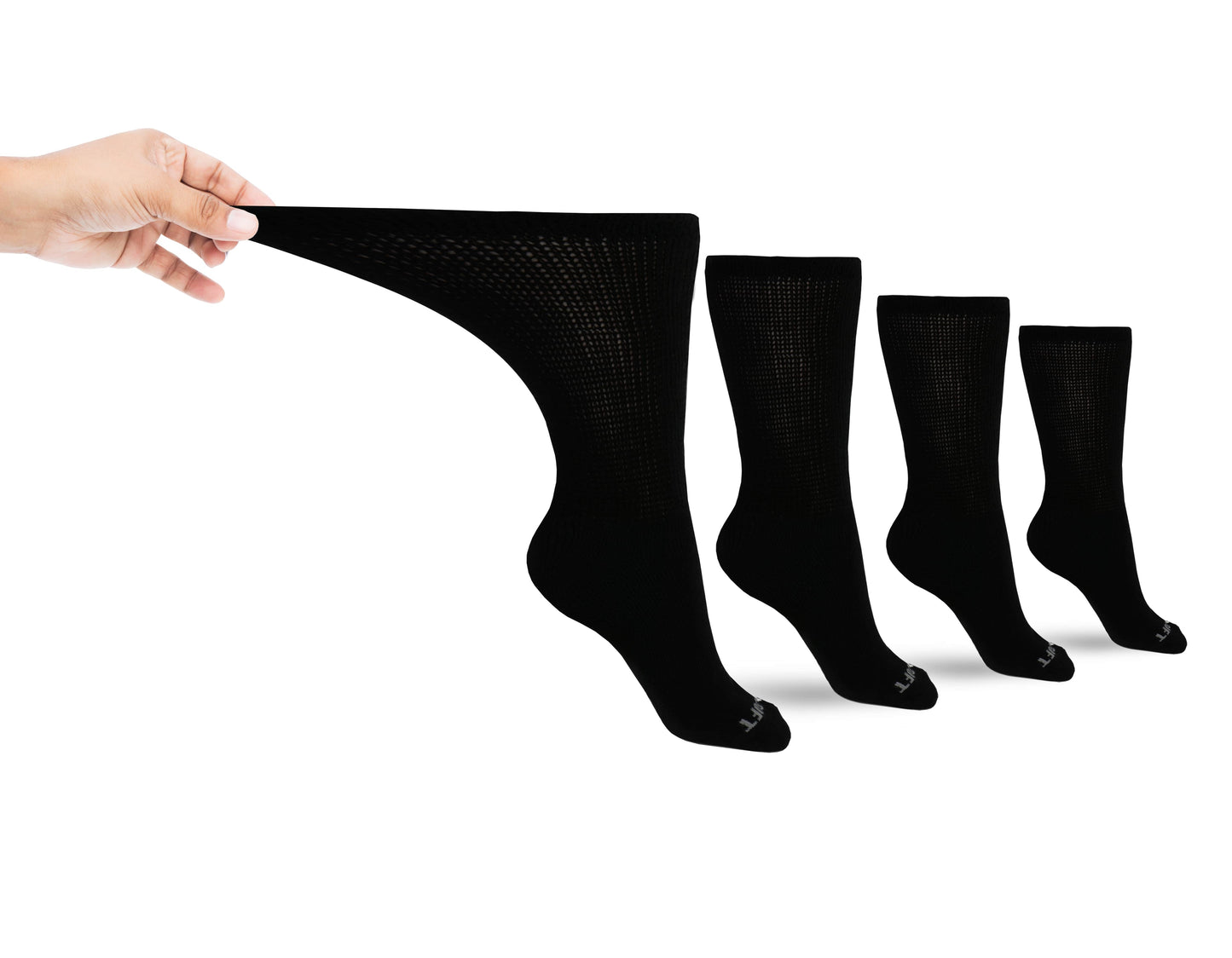 Pair of DSC men's ultra-soft upper calf diabetic socks in beige, designed for comfort and circulation support.