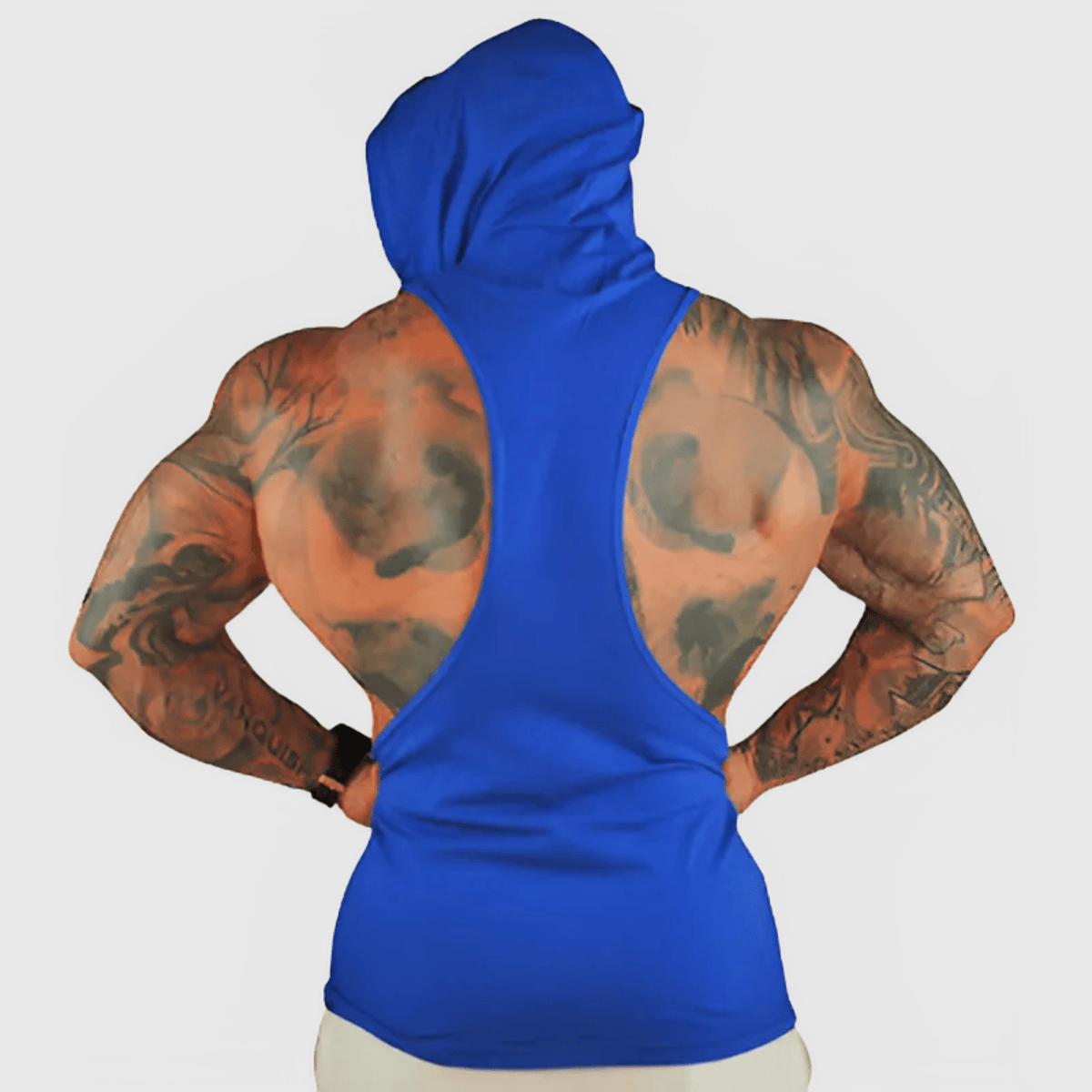 Black sleeveless hoodie by Physique Bodyware featuring a zip-up front and casual fit, ideal for athletic or everyday wear.