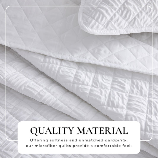 Diamond embossed quilt set from Great Bay Home's Diamond Microsculpt Collection, featuring a textured diamond pattern on soft fabric.