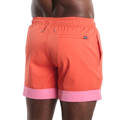 Men’s Premium Compression-Lined Hybrid Shorts – Coral Flame
