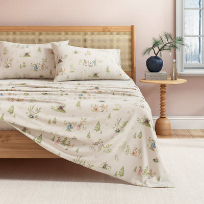 Turkish cotton flannel bed sheet set from Great Bay Home Kids' Christmas Collection, featuring festive holiday-themed patterns.