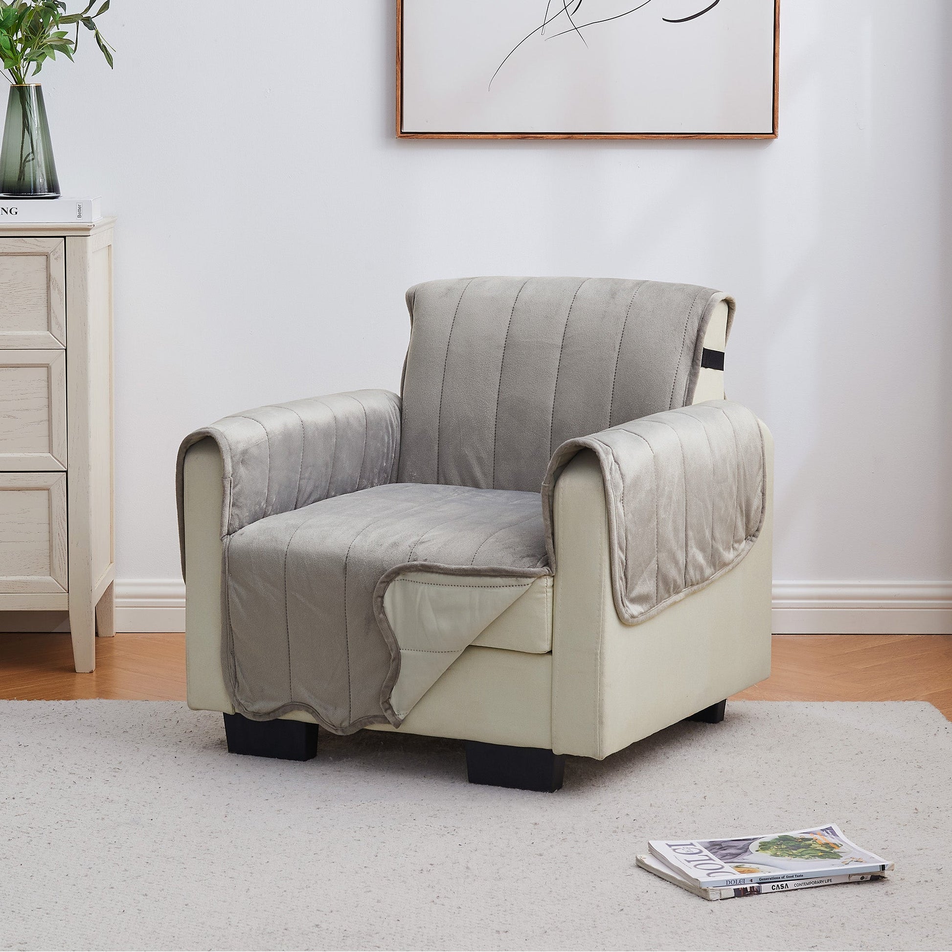 Velvet furniture protectors slipcover from Great Bay Home Velvet Collection, soft fabric designed to protect and update sofas or chairs.