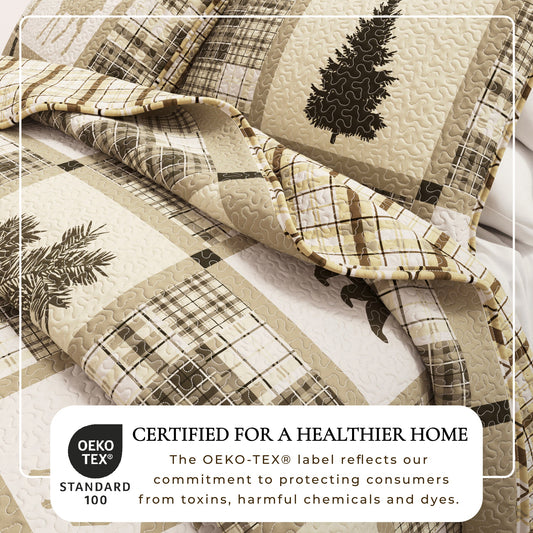 Great Bay Home Lodge Quilt from the Stonehurst Collection with a cozy, textured design in neutral tones.