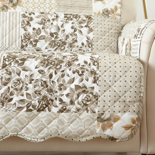 Reversible furniture protector slipcover from Great Bay Home's Langdon Collection, showing a stylish, neutral-toned fabric on a sofa.
