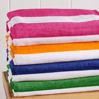Cotton Velour Cabana Stripe Beach Towel - Novia Collection