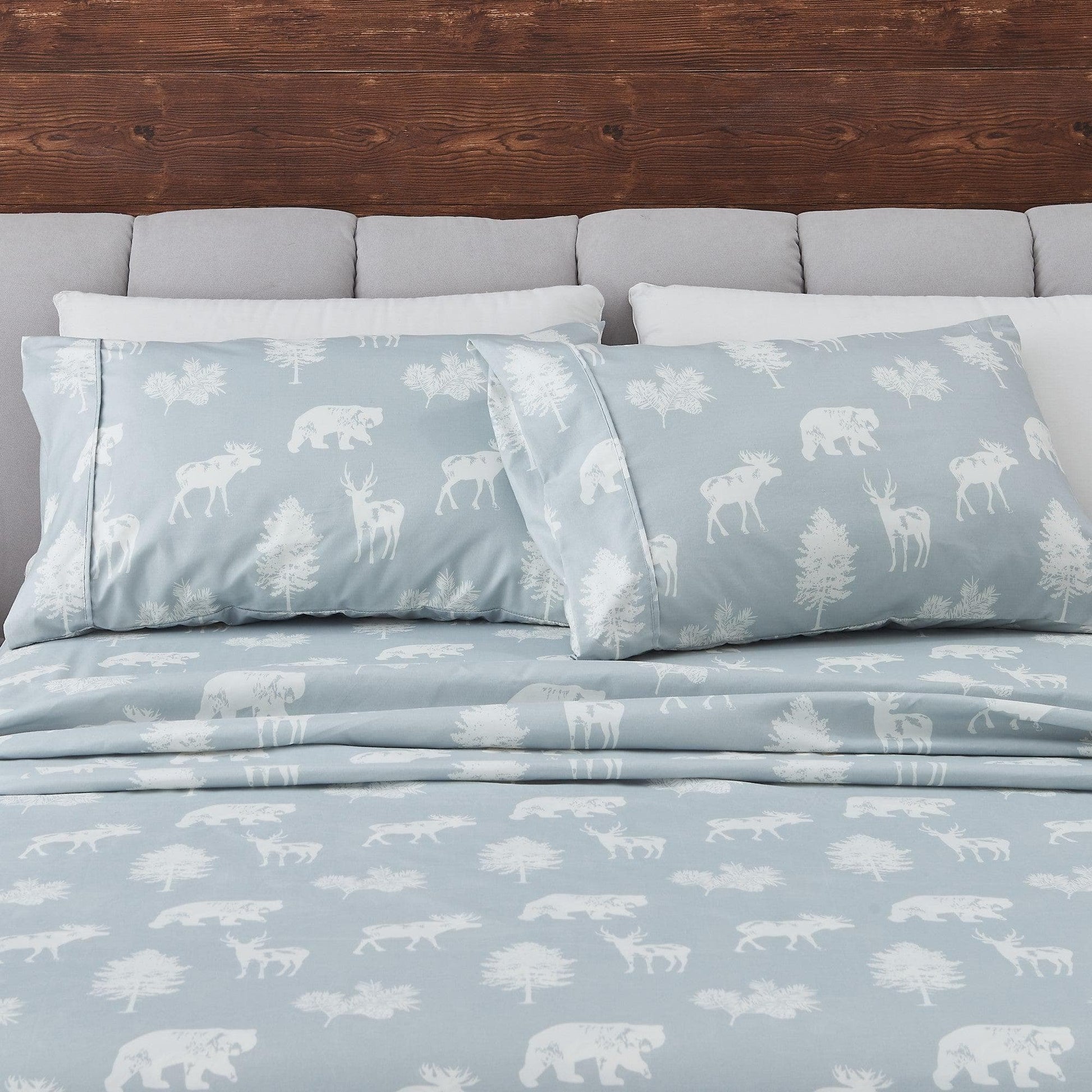 Great Bay Home Lodge Printed Sheet Set from Mountain Ridge Collection, microfiber bedding with mountain ridge pattern.