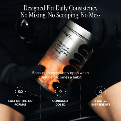 Arq8 Creatine Monohydrate Gummies in a clear container, showing colorful, fruit-flavored supplement gummies for muscle support.