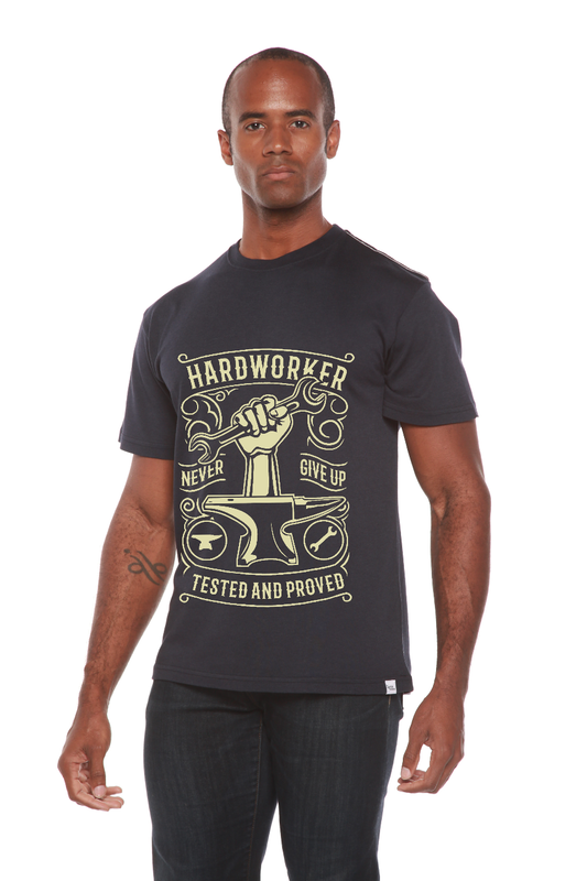 Mens Spun Bamboo graphic T-shirt made of bamboo viscose and organic cotton with a short sleeve design and bold printed graphic.