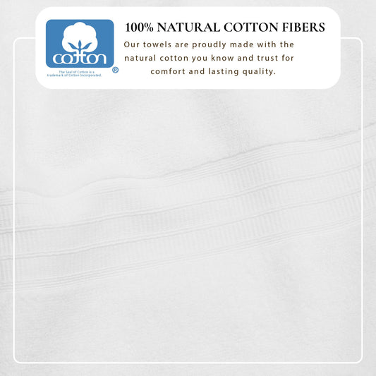 Set of soft, white 100% cotton bath towels from Great Bay Home Chiara Collection, showcasing plush, absorbent bath towels and washcloths.