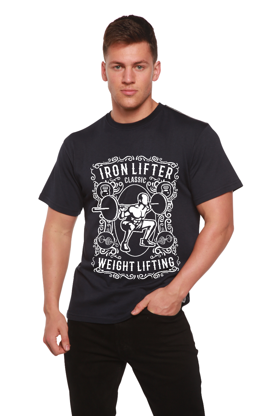Men's printed short sleeve T-shirt by Spun Bamboo featuring a graphic design, made from bamboo viscose and organic cotton.