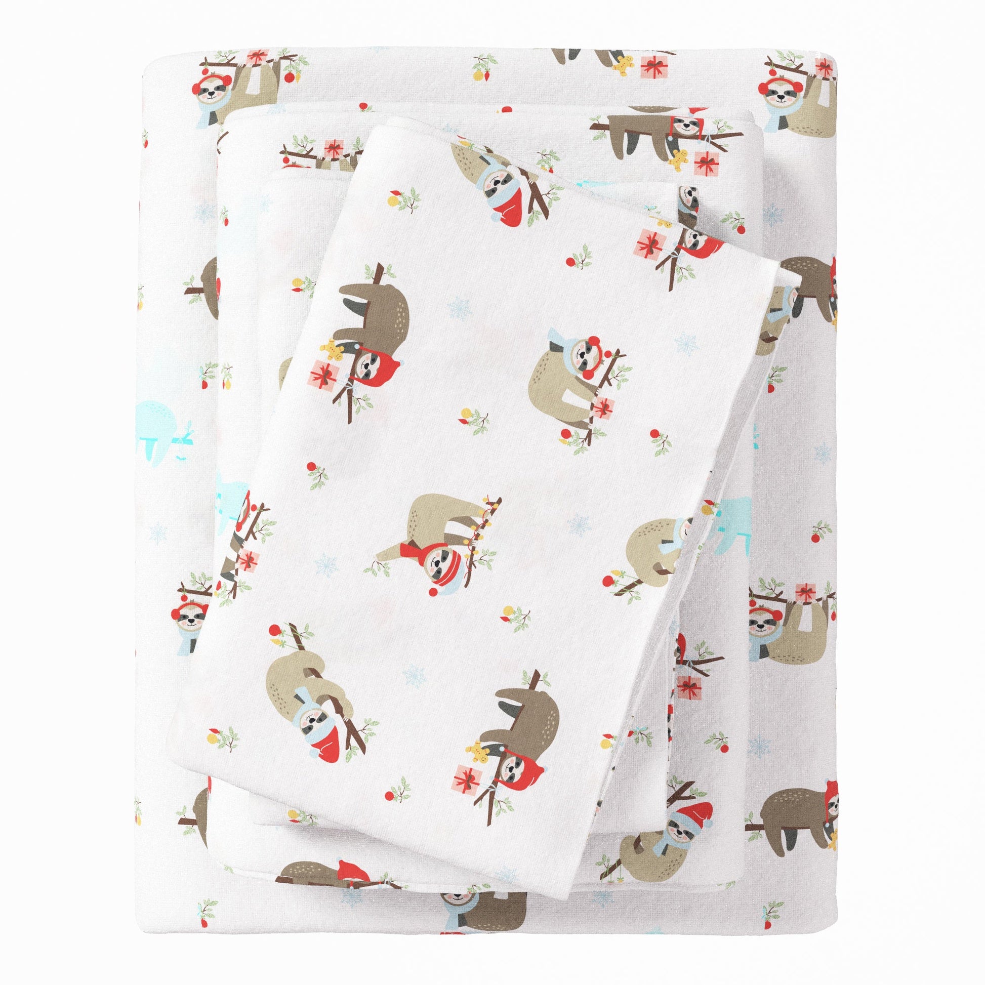 Turkish cotton Christmas flannel sheet from Great Bay Home's Whittaker Collection, featuring festive holiday patterns and soft fabric.