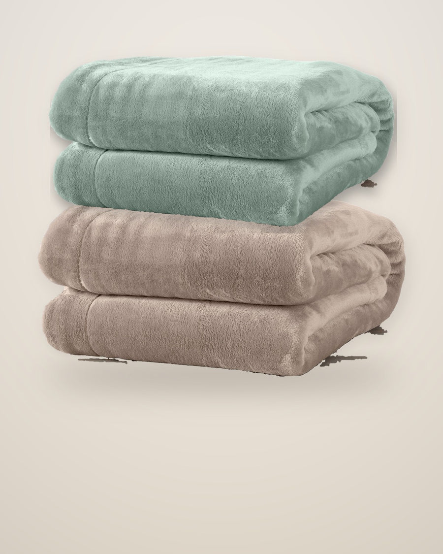 Folded velvet plush blankets