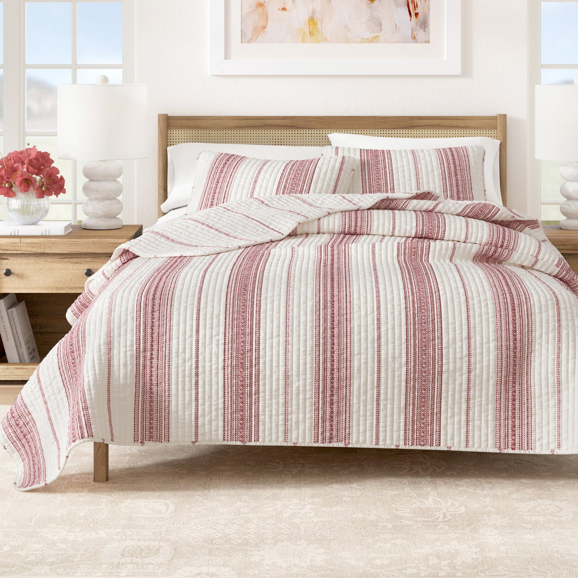 Stripe quilt from the Wesley Collection by Great Bay Home, featuring a cozy, stylish design perfect for bedroom decor.