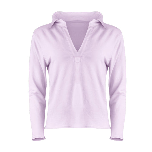 Lezat Khloe Cotton V-Neck Henley dress in Quartz color, featuring a relaxed fit and V-neck design, perfect for casual wear.