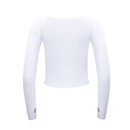 Hailey Mesh and Cotton Long Sleeve Top - Blanc