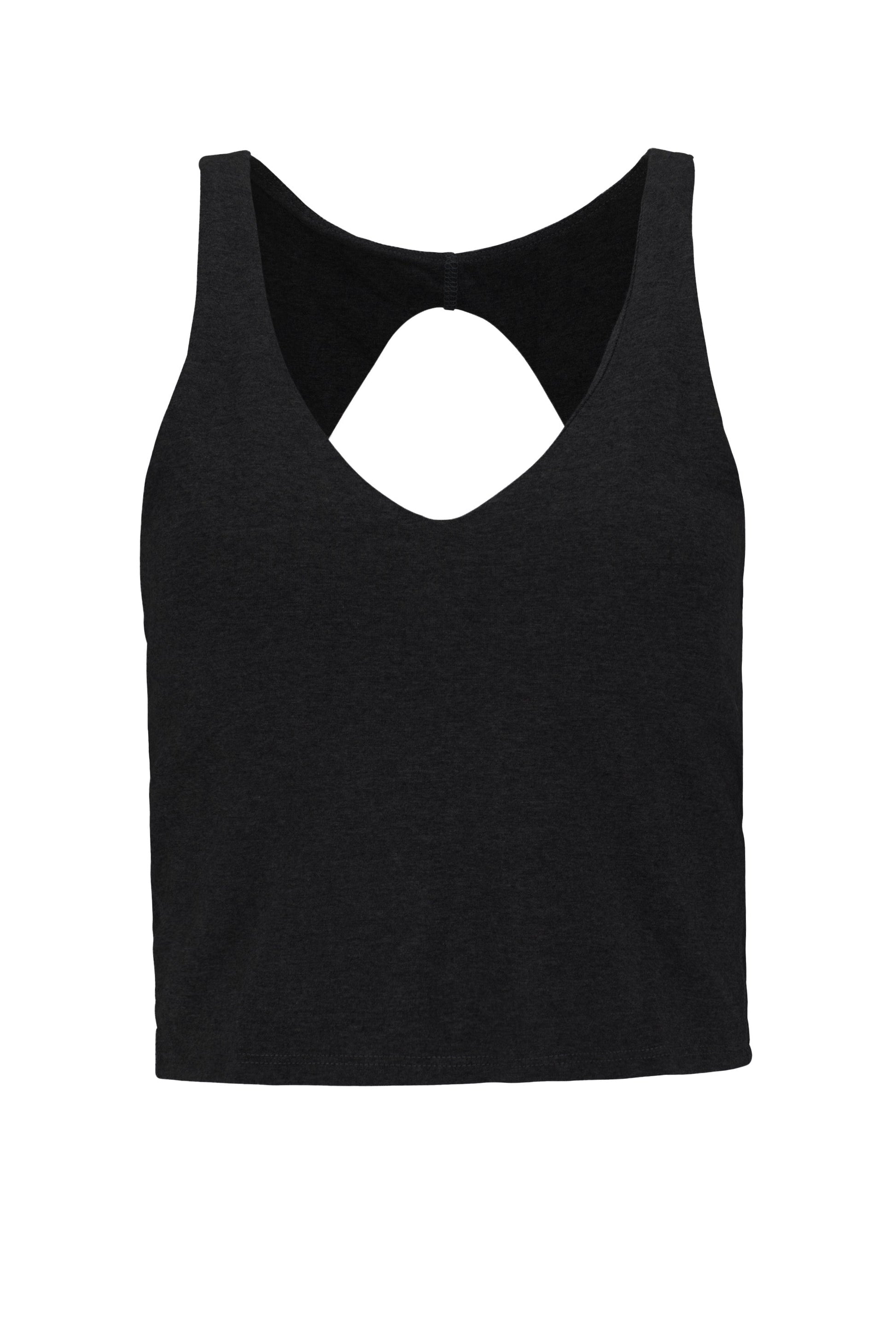 Lezat Ronnie organic cotton cutout tank top with a stylish neckline, displayed on a hanger against a neutral background.
