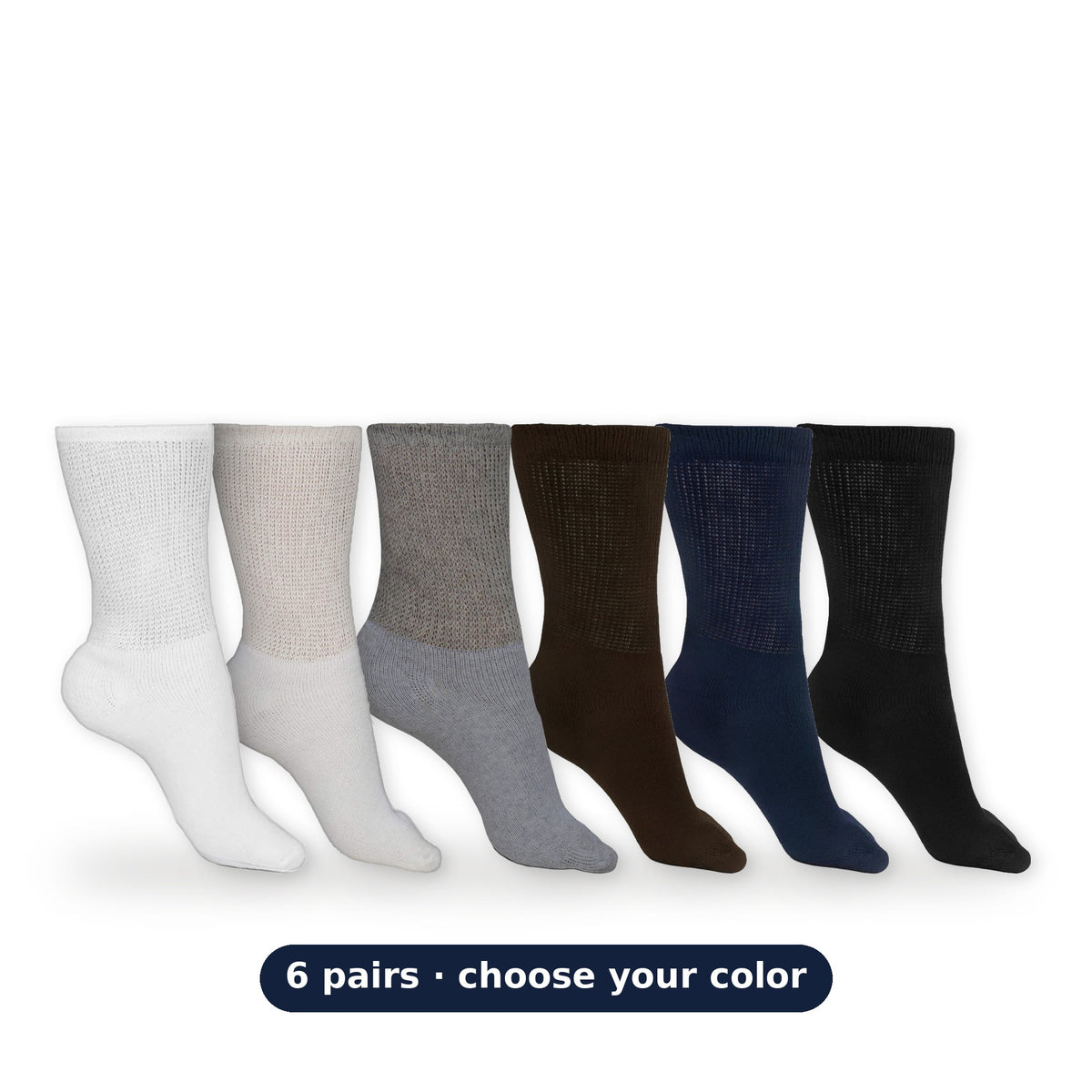 Men's Cotton Crew Socks (6 Pair) – color selection