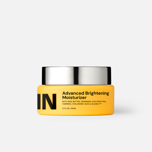 Gleamin Advanced Brightening Facial Moisturizer in a sleek jar, showcasing smooth, hydrating cream for glowing skin.