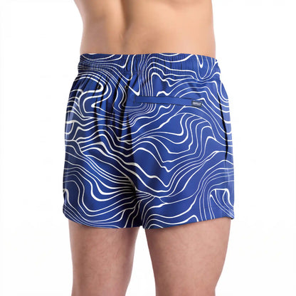 Men’s Premium Compression-Lined Hybrid Shorts – Sand Waves-Harbor and Surf