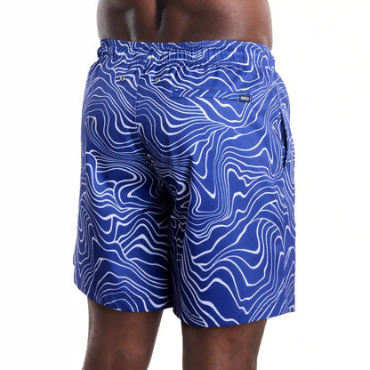 Men’s Premium Compression-Lined Hybrid Shorts – Sand Waves-Harbor and Surf