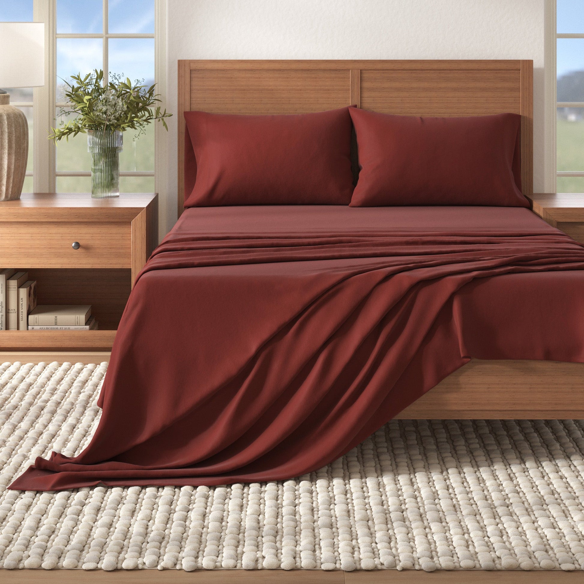 Soft cotton solid flannel sheet from Great Bay Home's Nordic Collection, featuring cozy, warm bedding in a neutral color.