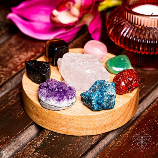 Conscious Items Natural Energy Lamp night light emitting a warm glow, designed to create a calming atmosphere in a room.