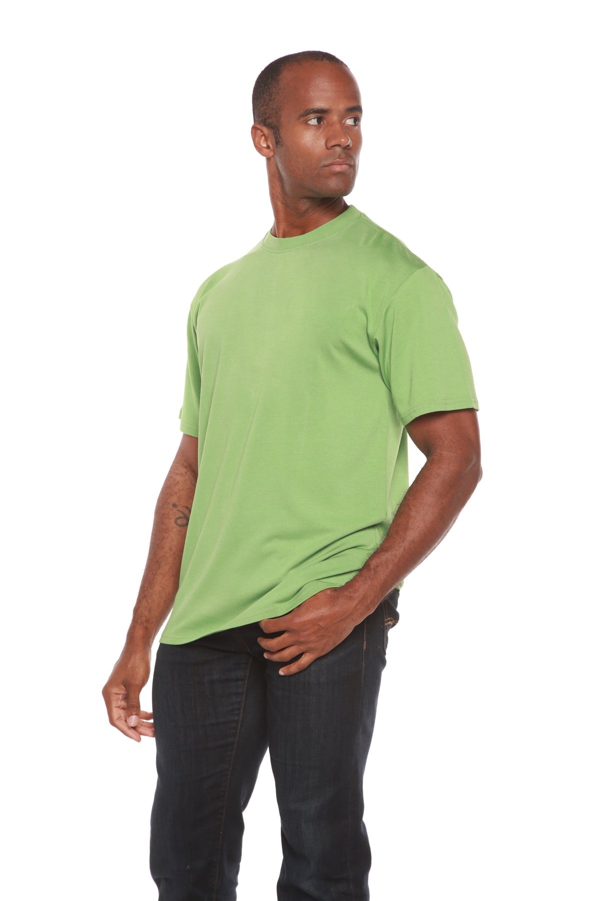 Men's bamboo short sleeve T-shirt by Spun Bamboo with contrast stitching, organic cotton and viscose, casual and comfortable fit.