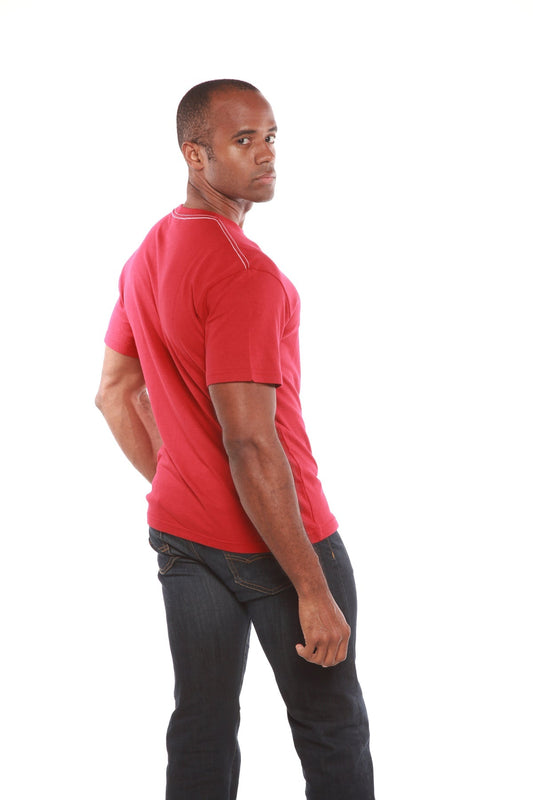 Men's bamboo short sleeve T-shirt by Spun Bamboo with contrast stitching, organic cotton and viscose fabric, casual and comfortable style.