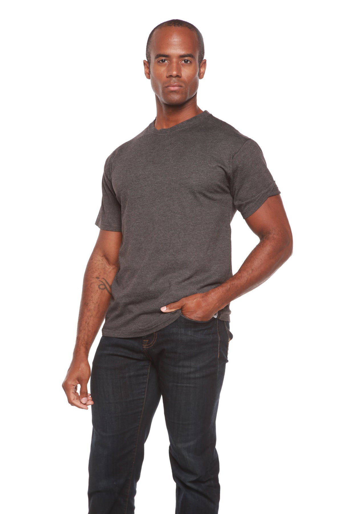 Men's bamboo short sleeve T-shirt by Spun Bamboo featuring contrast stitching, organic cotton and viscose fabric.