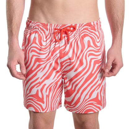Men’s Premium Compression-Lined Hybrid Shorts – Tropical Swirl - Coral and Sand