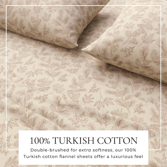 Turkish cotton flannel bed sheet set from Great Bay Home's Elevated Lodge Collection, featuring soft, cozy bedding with a plaid pattern.