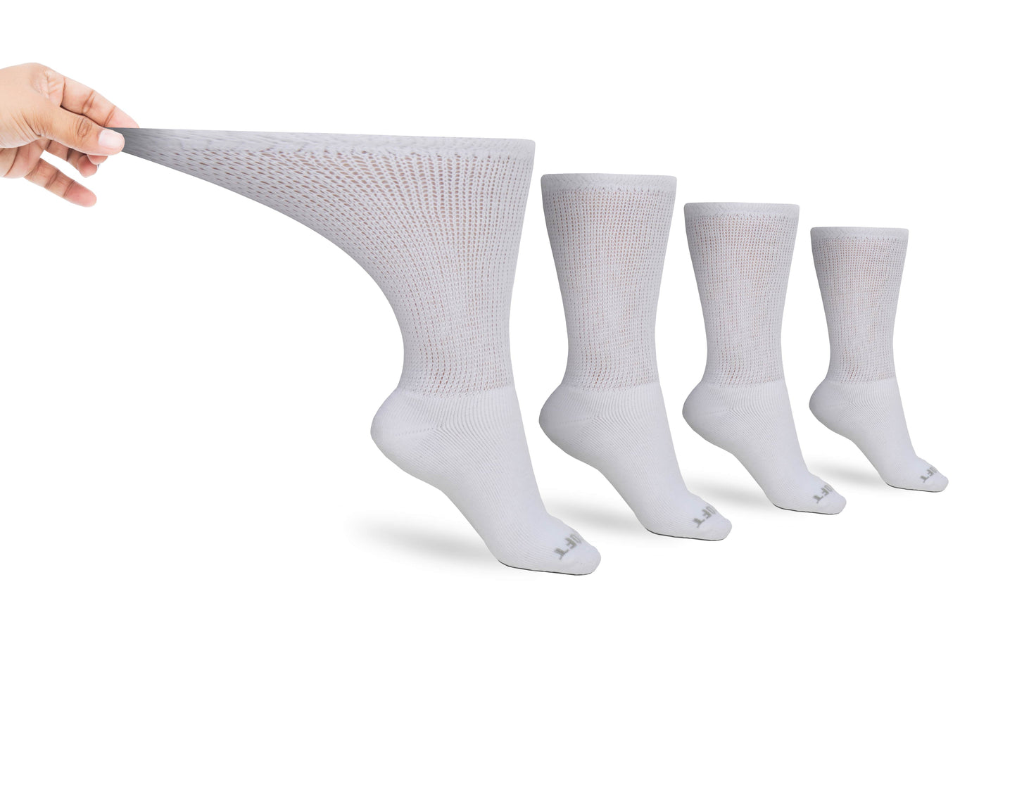 Set of four DSC men's diabetic socks, ultra-soft, loose fit upper calf design for comfort and support.