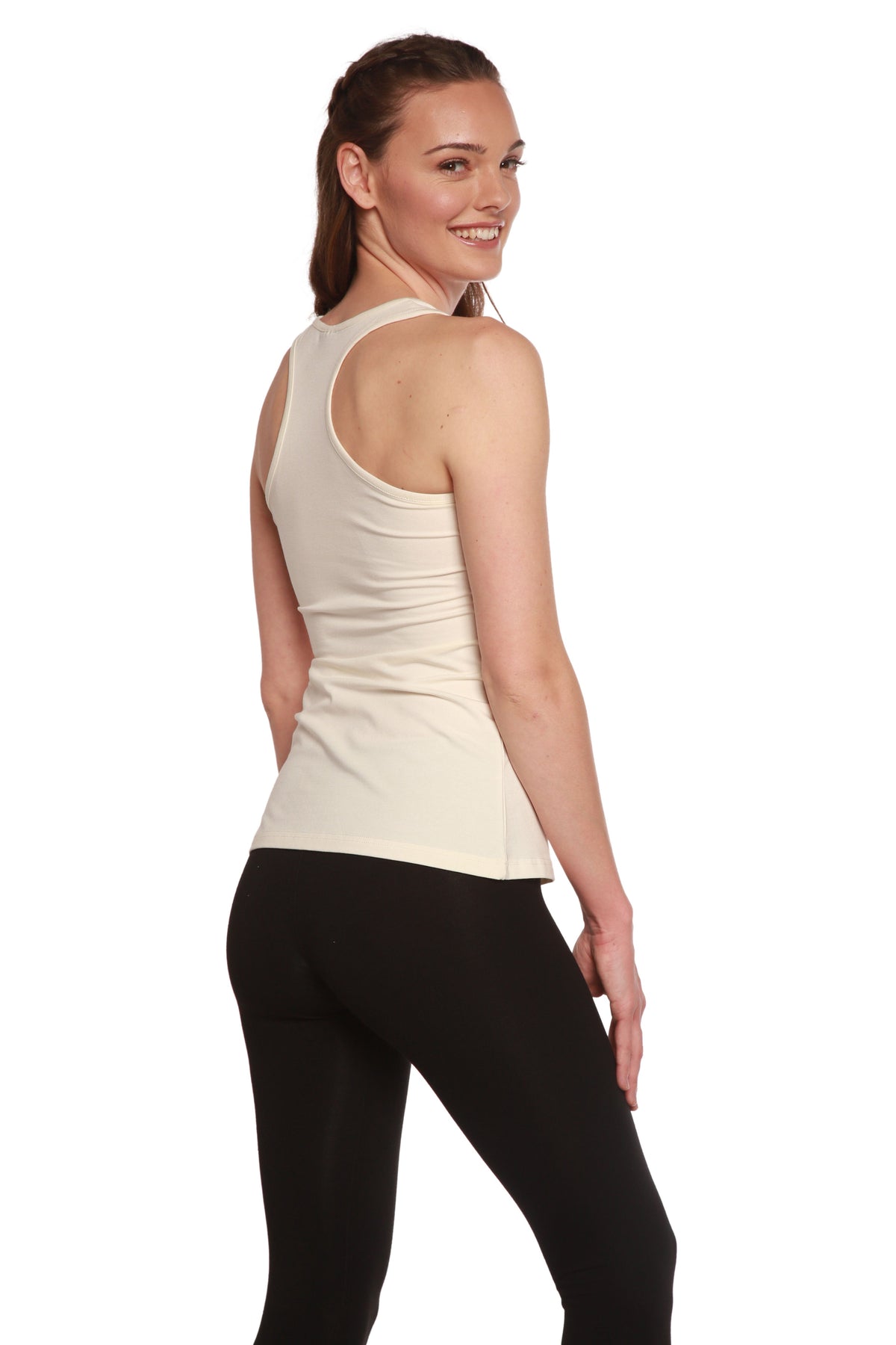 Women's bamboo and cotton racer back tank top by Spun Bamboo, lightweight and comfortable women's top for casual wear.