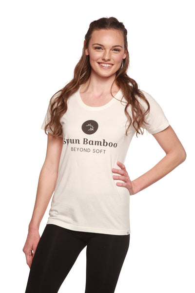 Women's Spun Bamboo T-shirt with logo in bamboo viscose and organic cotton, casual fit, displaying the front view.