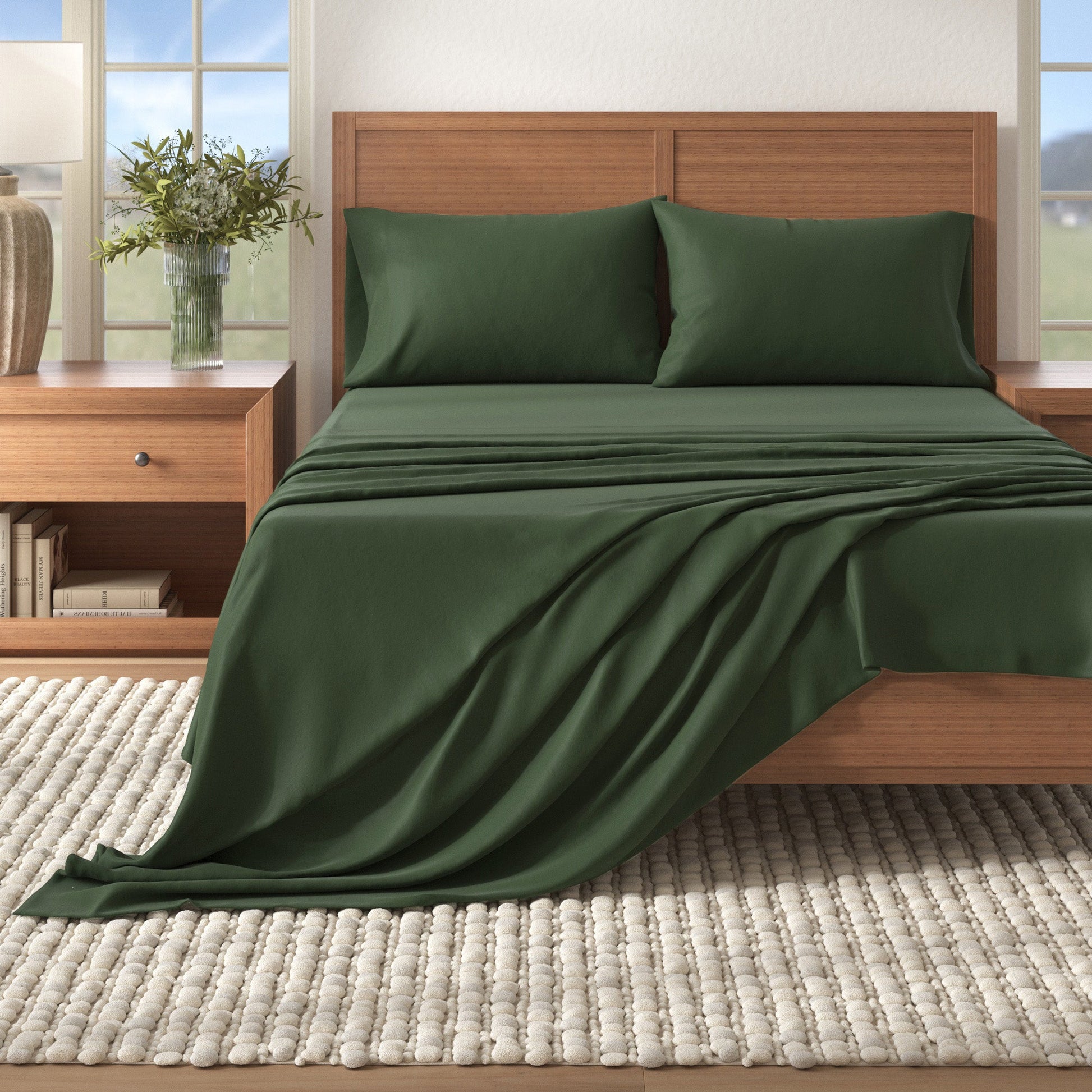 Soft white cotton solid flannel sheet from Great Bay Home's Nordic Collection, showcasing cozy, smooth fabric and classic design.