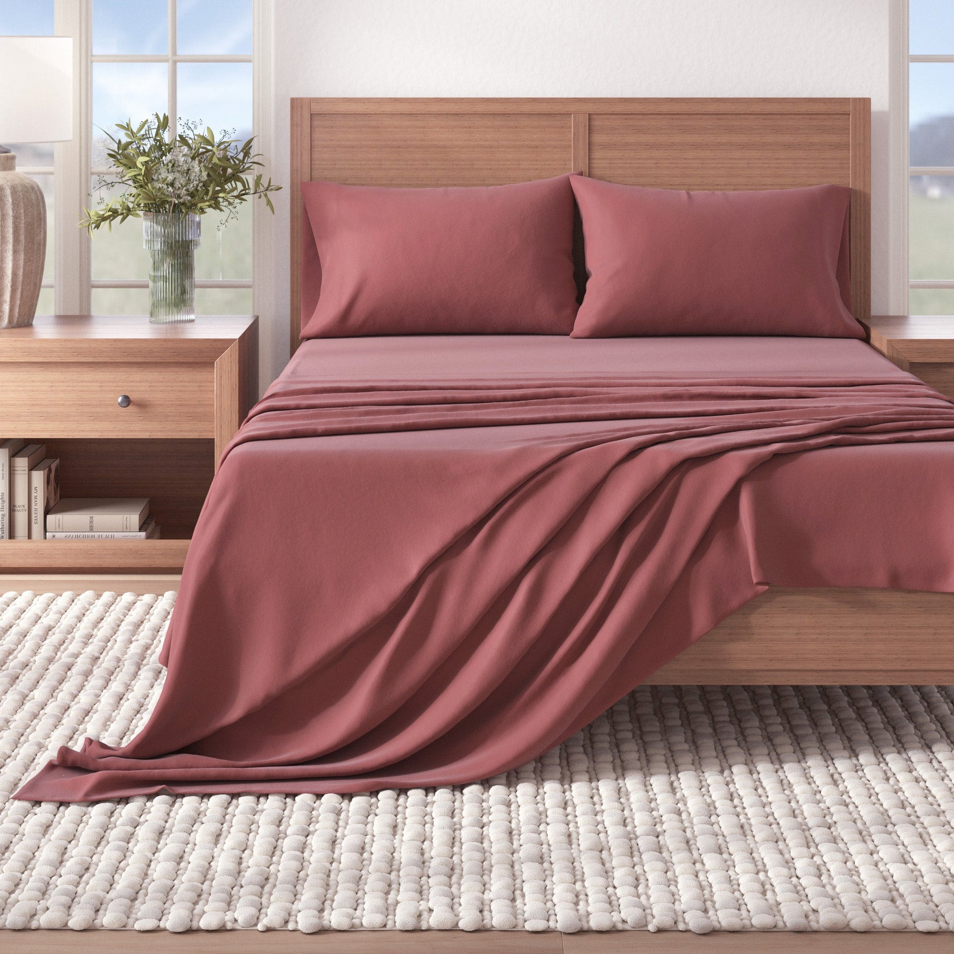 Soft cotton solid flannel sheet from Great Bay Home's Nordic Collection, featuring cozy, warm fabric in a neutral color.