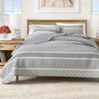 Stripe quilt from the Kadi Collection by Great Bay Home, showcasing a stylish, cozy bedding with bold stripe patterns.